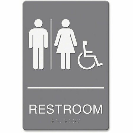 HEADLINE SIGNS Sign, inRestroomin, w/Wheelchair Accessible Icon, Gray/White HDS4811